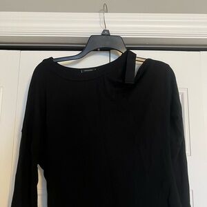Black Long Sleeve Top with exposed shoulder
